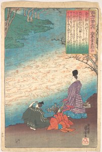 Básník se dvěma pážaty na březích Tatsuty od Utagawa Kuniyoshi