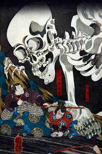 Princezna Takiyasha vyvolává příšerné přízraky kostlivců ve Starém paláci v Sōma, kolem 1845-46 od Utagawa Kuniyoshi