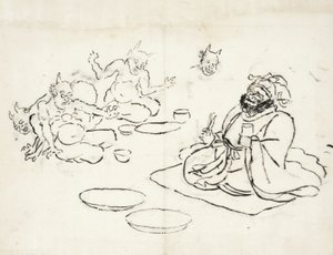 Skica démonů bavících krále pekla od Utagawa Kuniyoshi