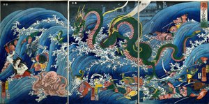 Tamatori-hime Krádež posvátného klenotu z Dračího paláce (Ryūgū Tamatori-hime no zu) od Utagawa Kuniyoshi