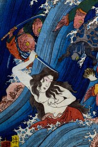 Tamatori-hime Krádež posvátného klenotu z Dračího paláce (Ryūgū Tamatori-hime no zu) od Utagawa Kuniyoshi