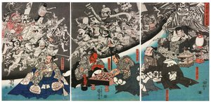 The Earth Spider generuje monstra v sídle lorda Minamoto Yorimitsu, 1843. od Utagawa Kuniyoshi