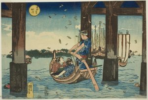 Ostrov Tsukuda (Tsukudajima), ze série „Slavná místa ve východním hlavním městě (Toto meisho)“ od Utagawa Kuniyoshi