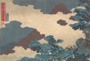Pohled na horu Asama z průsmyku Usui, ca. 1850. od Utagawa Kuniyoshi