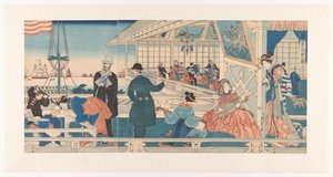 Americký Hande l Shui v Jokohamě Yokohama Ijin Shokan no Zu od Utagawa Sadahide