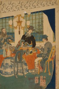 Salon cizího obchodního domu v Jokohamě, 1861 od Utagawa Sadahide