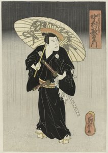 Nakamura Utaemon IV jako Katsuma Gengobei v het toneelstuk ‚Godairiki koi no fûjime‘, divadlo Naka