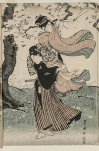 Třešňové květy ve větru od Utagawa Toyokuni