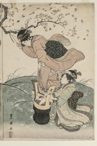 Třešňové květy ve větru od Utagawa Toyokuni