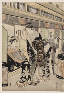 Kurtizány na promenádě Nakanochō od Utagawa Toyokuni