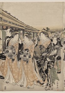 Kurtizány na promenádě Nakanochō od Utagawa Toyokuni