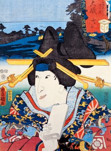 Portrait of Kabuki theatre actress, ukiyo-e art print by Utagawa Toyokuni (1769-1825), woodcut, Japanese civilization, Edo period od Utagawa Toyokuni