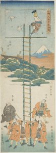 Akrobaté na žebříku od Utagawa Toyokuni I