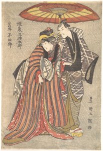 Kabuki a c a rs: Bando Mitsugoro a Iwai Hanshiro, že? 1800. od Utagawa Toyokuni I
