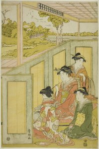 Dámy za zástěnou v daimjóově sídle od Utagawa Toyokuni I