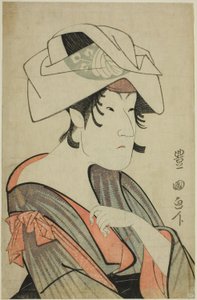 Nakayama Tomisaburo. Oblečená jako žena s ručníkem na hlavě od Utagawa Toyokuni I