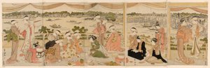 Recitál na verandě s výhledem na řeku Sumida od Utagawa Toyokuni I