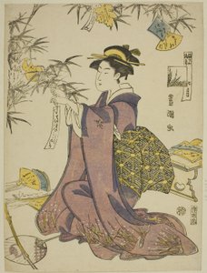 Sedmý měsíc (Shichi gatsu), ze série "Módních dvanáct měsíců (Furyu junikagetsu)" od Utagawa Toyokuni I