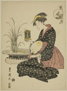 Šestý měsíc (Roku gatsu), ze série "Módních dvanáct měsíců (Furyu junikagetsu)" od Utagawa Toyokuni I