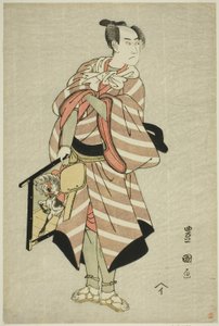 Herec Sawamura Sojuro III jako jezdec Muchizo ve hře „Miyamairi Musubi no Kamigaki“, vystupoval v divadle Kiri v jedenáctém měsíci roku 1797. od Utagawa Toyokuni I