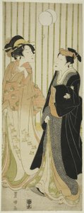 Herec Segawa Kikunojo a mladá žena kopající do míče od Utagawa Toyokuni I