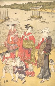 Ženy na pláži Takanawa, ca. 90. léta 18. století. od Utagawa Toyokuni I