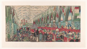 een forren d eng ls hande l shuis v yokohamě Yokohama Igirisu Shokan Haneizu od Utagawa Yoshiiku