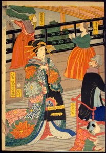Obrázek Banketu lidí pěti národů v čajovně Gankiro (Gokakoku gankiro ni oite sakamori no zu) od Utagawa Yoshiiku