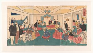 Cizinci se baví na rautu Ikokujin shuen yuraku no zu (název na objektu) od Utagawa Yoshikazu