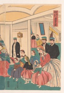 Cizinci se baví na rautu od Utagawa Yoshikazu