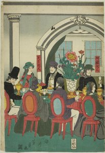 Cizinci z pěti národů na banketu (Gokakoku ijin shuen no zu) od Utagawa Yoshikazu