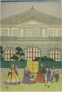 Tramvaj zpět f F line ch merchan t v po RT v Jokohamě od Utagawa Yoshikazu