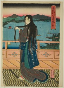 Osm večerních pohledů na jezero Biwa (Omi Hakkei Moku) od Utagawa Yoshikazu