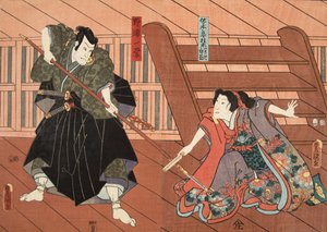 Scéna z Genji monogatari (Tale of Genji) od Murasaki Shibuku (nar. 978) c. 1860 (barevný dřevotisk) od Utagawa and Toyokuni Kuniyoshi