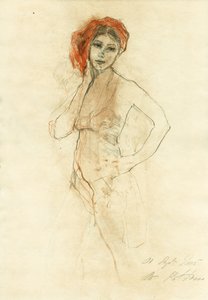 Zamyslena žena s červeným turbanem od Ute Rathmann
