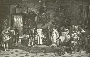 Petrarch a Laura představeni císařem v Avignonu (hlubotisk) od Vaclav Brozik
