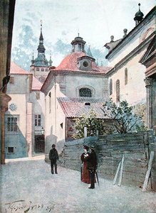 Jirská Ulice, Praha, ilustrace ze "Staré Prahy", cca 1900 (litografie)
