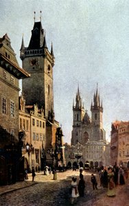 Starometsky náměstí a radnice v Praze, c. 1900 (tisk)