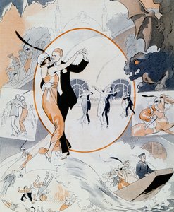Taneční scéna, z časopisu La Vie Parisienne, Francie od Vald