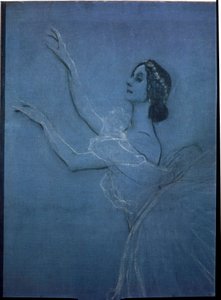 Balerína Anna Pavlova (1882-1931) v baletu "Sylphides" od Frederica Chopina (1810-1849) (detail). Dílo Valentina Alexandroviče Serova (1865-1911), tempera a křída na plátně od Valentin Aleksandrovich Serov