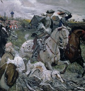 Petr II (1715-30) a carevna Alžběta (1709-62) lov, 1900 (tempera a kvaš na papíře) od Valentin Aleksandrovich Serov