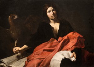 Svatý Jan Evangelista od Valentýna z Boulogne (1591-1632). Olej na plátně