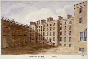 Vnitřní nádvoří Fleet Prison, City of London, 1805