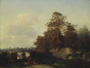 Krajina s rybáři, 1852 od Valerian Konstantinovich Kamenev