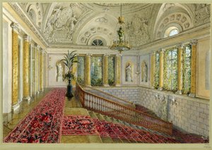 Schodiště v paláci. Dílo Vasilije Semjonoviče Sadovnikova (1800-1879), akvarel na papíře od Vasili Semenovich Sadovnikov