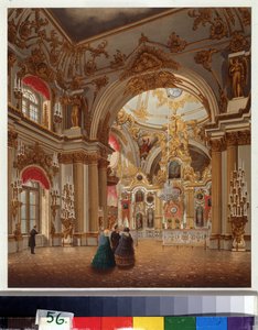 Velká kaple Zimního paláce v Petrohradu. Dílo Vasilije Semjonoviče Sadovnikova (1800-1879), akvarel na papíře. Ruské umění 19. století. A. Pushkin Memorial Museum, Petrohrad. od Vasili Semenovich Sadovnikov