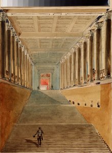 Velké schodiště (nebo schodiště velvyslanců nebo Jordan schodiště) Zimního paláce v Petrohradu. Dílo Vasilije Semjonoviče Sadovnikova (1800-1879), akvarel na papíře, kolem roku 1840. Ruské umění 19. století. Státní muzeum výtvarných umění A. Puškina, Mos od Vasili Semenovich Sadovnikov