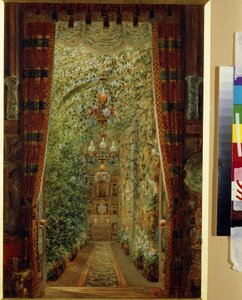 Zimní zahrada paláce Jusupov (palác Moika) v Petrohradě. (Zimní zahrada v Jusupovově paláci v Petrohradě). Dílo Vasilije Semjonoviče Sadovnikova (1800-1879), akvarel na papíře od Vasili Semenovich Sadovnikov