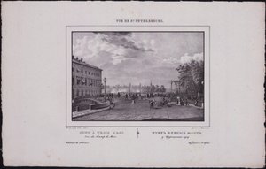 Pohledy na Petrohrad. Most Trojice, 1833 od Vasili Semenovich Sadovnikov