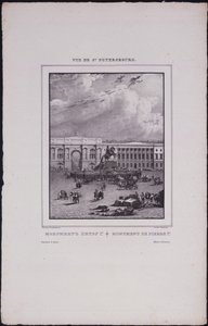 Pohledy na Petrohrad. Jezdecká socha Petra Velikého na náměstí Senátu, 1833 od Vasili Semenovich Sadovnikov